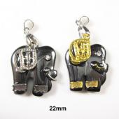 Hematite Elephant 20x22mm Pendant Gold/Silver Plated Cap